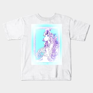 Afghan Hound. Mucha/Watson. Sky Blue and Grape Kids T-Shirt